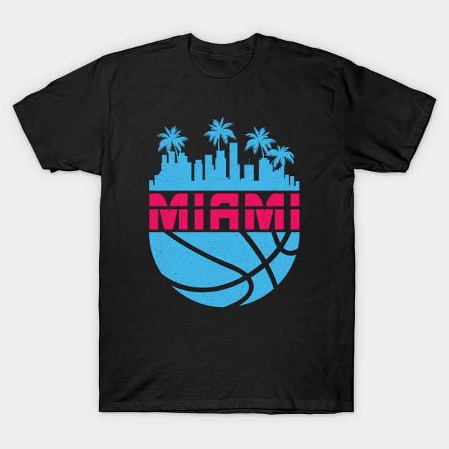 Miami Vice Cityscape Basketball T-Shirt by TextTees